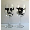 2 Dairy Cow Hand Painted Stemmed Wine Glasses Set