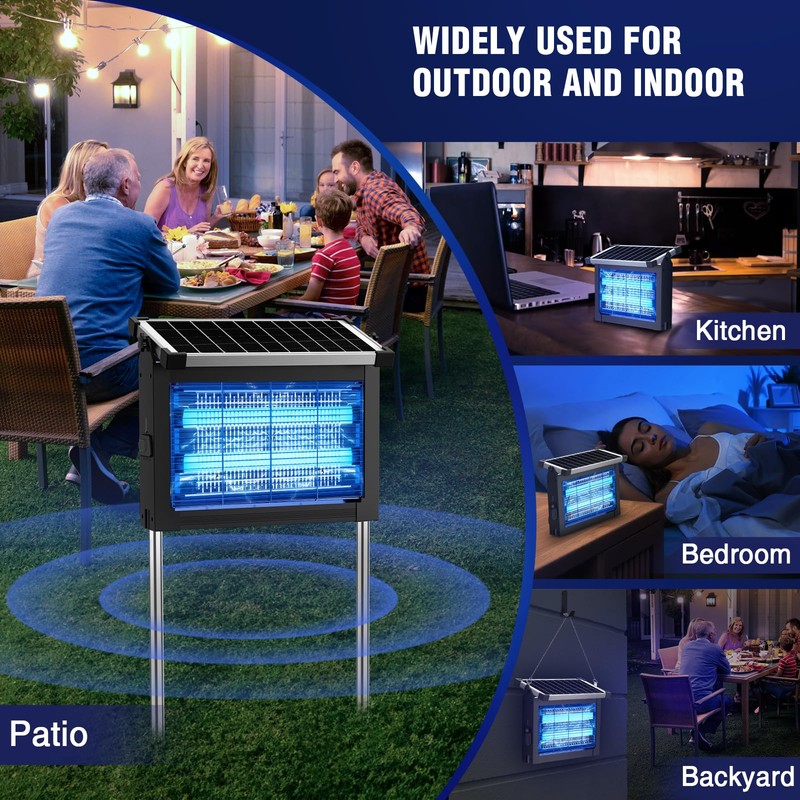 Solar Bug Zapper Outdoor, 4500V Mosquito Zapper Waterproof with Panel