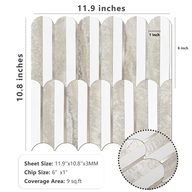 Vamos Tile Peel and Stick Backsplash Seamless Tile,1-Sheet Stick on