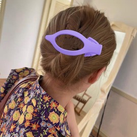 Velscrun Flat Hair Clips for Women Girls Thick Thin Hair, Purple French Concord Large Alligator Duck Billed Hair Claw Clips, 4Pcs Varisized Matte Lay Down Side Hair Clips Hair Accessories