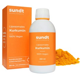 Curcumin Liposomal Liquid 250 ml Liquid Daily Dose 200 mg Curcumin High Bioavailability Turmeric High Dose Vegan & GMO-Free Sundt Supplements