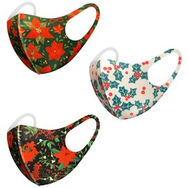 CBC Crown Unisex Adult Washable Reusable Christmas Cloth Face Cover Winter Holiday, Stretchy Lightweight Face Mask (Adult - 3 Pack Christmas Set II)