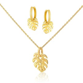 Mary & Jules Women's Monstera Necklace Made of Recycled 925 Sterling Silver - Women's Chain with Leaf Pendant for Women and Girls, Elegant, Everyday Jewellery, Trendy Gift Idea, Sterling Silver