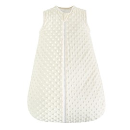 david's kids Fleece Baby Sleep Sack 6-12 Months, 2.5 Tog Warm Winter Baby Wearable Blanket with Plush Dots and 2-Way Zipper, Cotton Inner Lining Sleeping Bags for Boys Girls, Medium Size, Cream