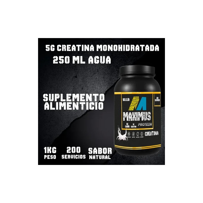 Creatina Monohidratada Maximus 1 Kg 200 Servicios