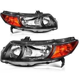 Headlight Assembly Fit For 2006-2011 for Honda Civic 2 Door Coupe Headlamp Replacement Driver & Passenger Side