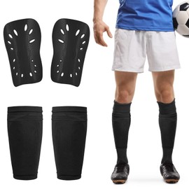 Flintronic Football Shin Guards, Shin Guards Pads, Football Shin Pads for Adults, with High Elastic Sleeves, Shin Pad Sleeves for Football Games, Protective Soccer Equipment - Adult L