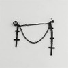 2Pcs Punk Layered Cross Long Threader Tassel Link Chain Dangle