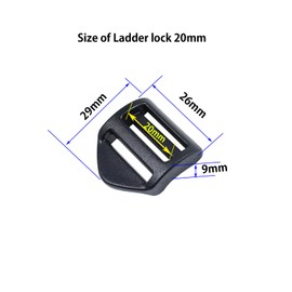 Baikeen Ladder Lock Slider 20mm,25mm,32mm,38mm,50mm Plastic Ladderlock Slider Buckle Ladder Sliders Adjustable Lock Ladder Adjuster for Backpack,Webbing,Straps,Bags (20mm - 6pieces)