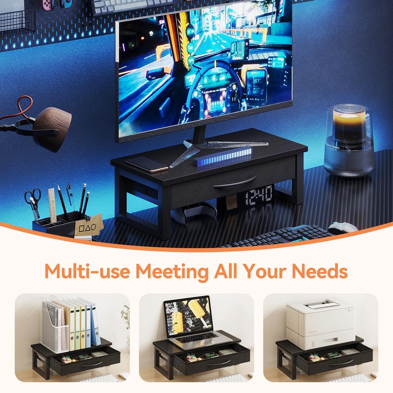 Computer Monitor Stand Riser, Desk Organizers and Accessories with Drawer,