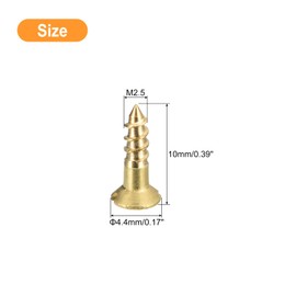 sourcing map Brass Wood Screws, 40Pcs M2.5 x 10mm Slotted Drive Flat Head Self Tapping Screw Countersunk for Woodworking Furniture