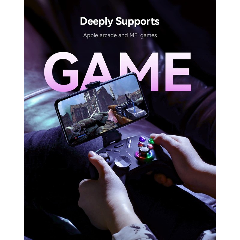 BINBOKPLAY Wireless Gaming Controller, Multi-platform Gamepad with LED Backlight, Dual