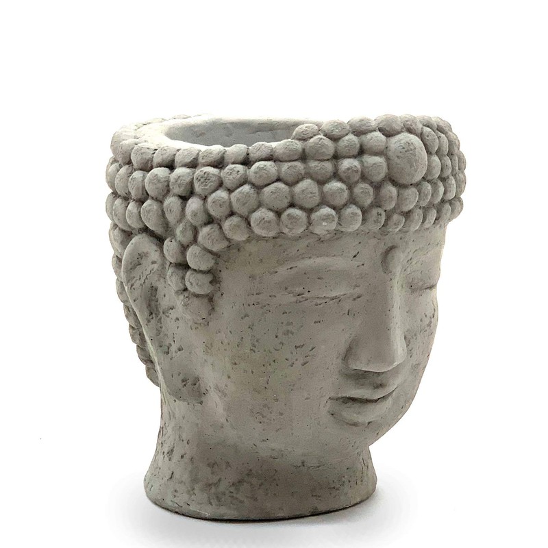 Designer Stone Buddha Head Planter-Solid Stone, with Drainage, Sealed for