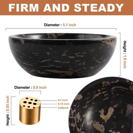 Koville Italian Natural Marble Incense Holder, 5inch Incense Holders for Sticks, Sturdy Incense Burner Ash Catcher, Ideal for Meditation, Relaxing, Easy to Clean(Nero Portoro)