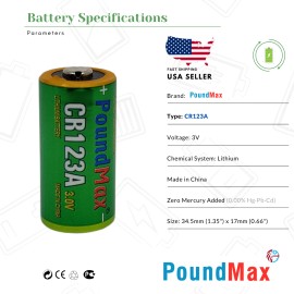 PoundMax CR123A 3.0v Lithium Camera Battery - 2 Count
