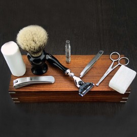 Silver tip Badger Hair Brush Shaving Cream, Alum Block, Nose trimmeR