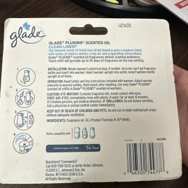 Glade PlugIns Scented Oil Refill Clean Linen, Essential Oil Plug In (3 Pack)
