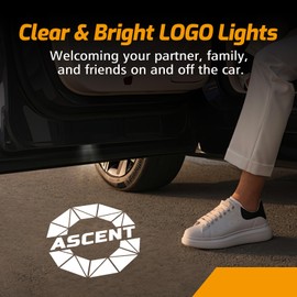 2Pcs Car Door Light Logo Projector for Ascent Accessories, Non Fade Courtesy Projector Laser Lamp, Welcome LED Ghost Shadow Puddle Lights (Black-S02)