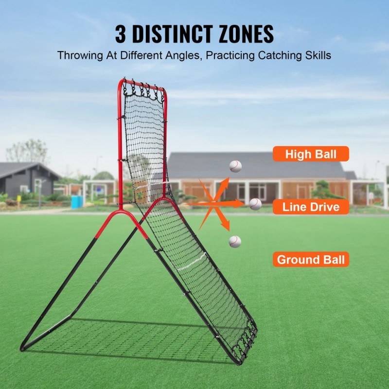VEVOR Baseball And Softball Rebounder Net 3x4.5 ft PitchBack 3-Way