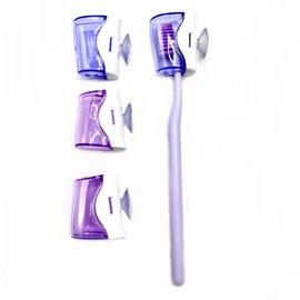 LSETUTIYY 4 PCS Travel Toothbrush Head Covers Caps, Tooth Brush Protector Cap Brush Pod Case Portable Plastic Clip Wall Mounted Hanging Rack Organizer for Bathroom Travel