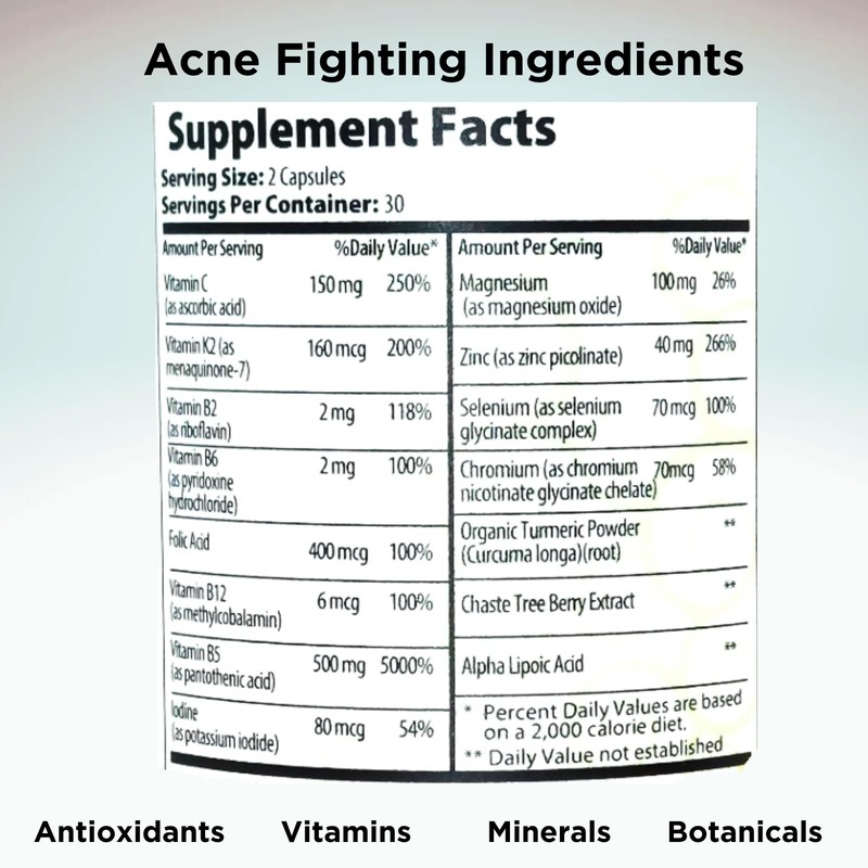 Clear Skin Acne Vitamin System | 20 Antioxidants, Botanicals &