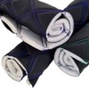 Black Faux Leather Quilted Fabric Double Diamond White Stitch Fluted