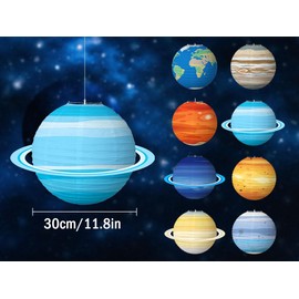 Anlising 8 x Planetary Lanterns Decoration, Paper Lanterns, Planets, Hanging Planets Paper Lantern, Children's Solar System Planet Lantern, Space Theme Decor, Children's Birthday Party Decor (30 x 30