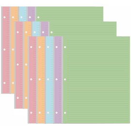 (3-Pack) Colorful 3 Hole Lined Paper - 300 Sheets/600 Pages Loose Leaf Paper Line Refills, Per Color 60 Sheets, 8.5" x 11"