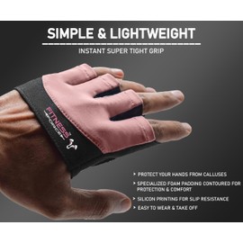 FITNESS FORCE Workout Gloves for Men & Women Partial Weight Lifting Non-Slip Gym Gloves, Lifting Grip for Calluses Guard Fingerless Exercise Gloves with Full Palm Protection