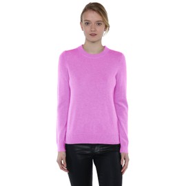 JENNIE LIU Women's 100% Pure Cashmere Long Sleeve Crew Neck Sweater