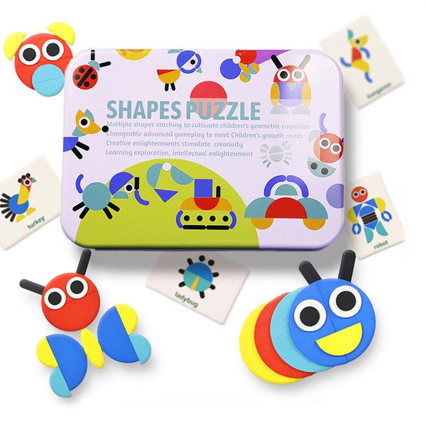 LiKee Wooden Shape Block Jigsaw Puzzle Sorting Montessori Educational Card