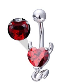 Holibanna Heart Belly Button Devil Ring Creative Ring Steel Piercing Gift Jewellery for Women Girls (Red), Stainless Steel, Stainless Steel
