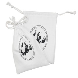Ambesonne Zodiac Scorpio Fabric Pouch Set of 2, Circular Astrological Chart with Abstract Animal in the Middle with Stars, Small Drawstring Bag for Toiletries Masks and Favors, 9" x 6", Multicolor
