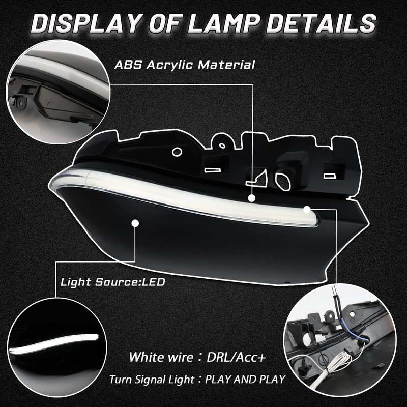 PGTOPONE Switchback White/Amber LED Side Rearview Mirror DRL Sequential Flash
