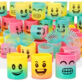 36 Pack Spring Rainbow Magic Fidget Stress Coil Mini Springs Bulk Toys Party Favor for Kids Birthday Carnival Prize Goodie Bag Stuffers for Boys Girls (Smile)