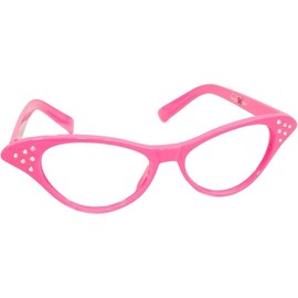 Womens  Eye Rhinestone Glasses - Color: Hot Pink, Size: Clear