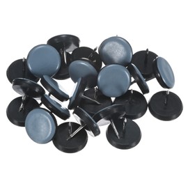 M METERXITY 24-Pack Nail on Furniture Sliders, 1" (25mm) PTFE Chair Sliders Glides Round Pads for Chair/Table, Furniture Movers Leg Floor Protectors [Grey]