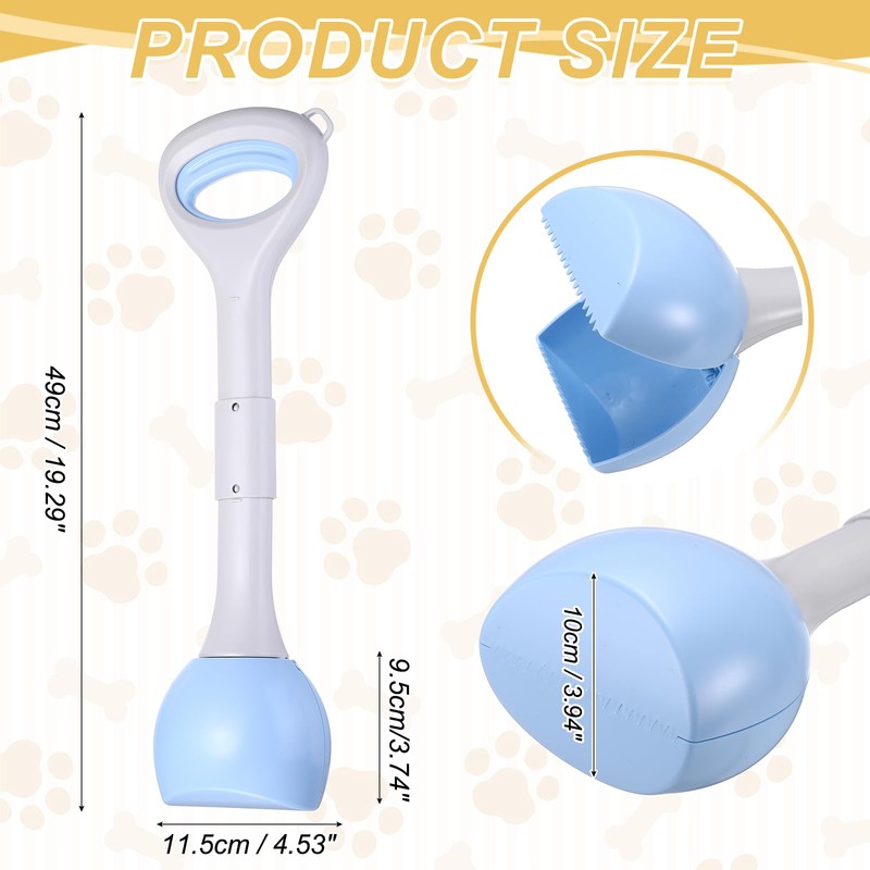 PETAXCELL Poop Scooper, 19.3" Long Handle Dog Poop Scooper, Blue