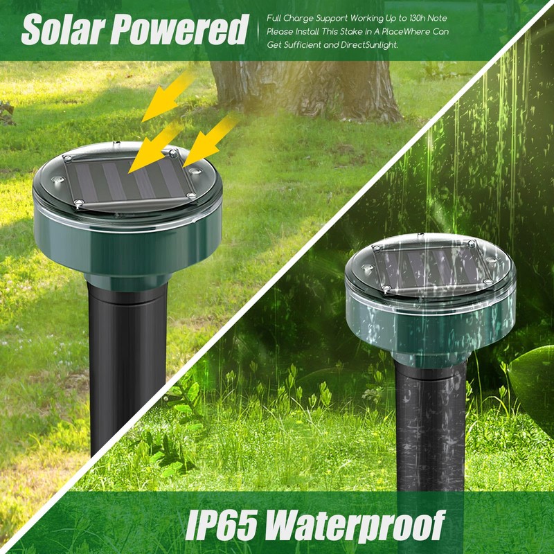 Mole Repellent Solar Powered, 8 Pack Waterproof Ultrasonic Deterrent to