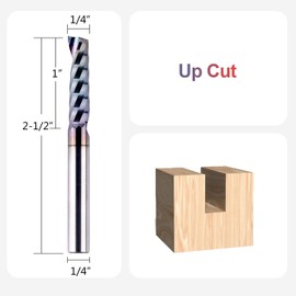 SpeTool Single Flute Aluminium Router Bits, 1/4 Shank, Tungsten Carbide Spiral O Flute End Mill, Extra Long Life TAC Coating, CNC Router Cutters for Wood, Aluminum, Steel