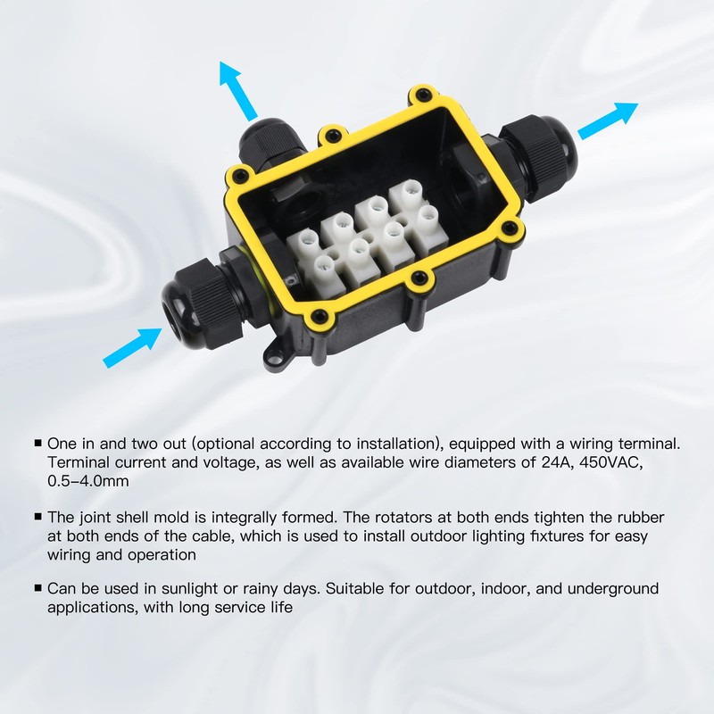 CNBTR Outdoor Underwater Junction Box 3 Way Cable Wire Connector