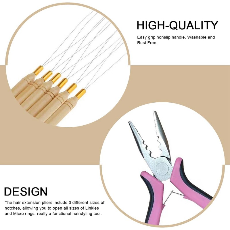 Set of 4 Hair Extension Pliers & Pulling Loop Tool
