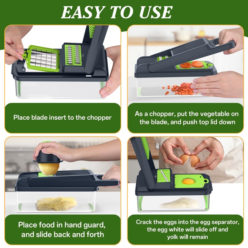 HomeHacks Vegetable Chopper Vegetable Cutter, 12 in 1 Kitchen Gadget,