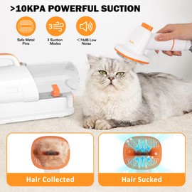 PAWING Pet Grooming Kit with Vacuum, All-in-1 Professional Deshedding Tools for Dogs & Cats - Low Noise Dogs Vacuum Cleaner with 2L Large Capacity Dust Cup for Shedding Pet Hair