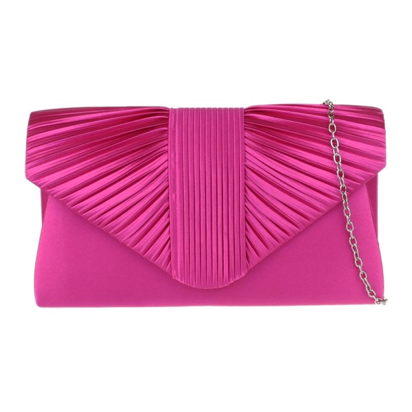 Girly Handbags Women's pleated satin clutch bag, Dark Rose