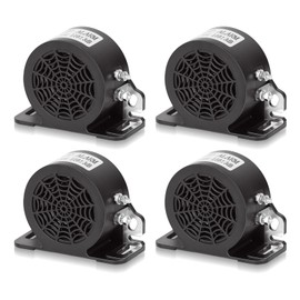 MIRKOO Backup Alarm 110dB 12V-80V DC Waterproof Industrial Heavy-Duty Backup Reverse Warning Alarm Super Loud Beeper for Truck Van Freight Car Lorry Heavy Vehicles (Self-Grounding Metal Sheet-4PC)