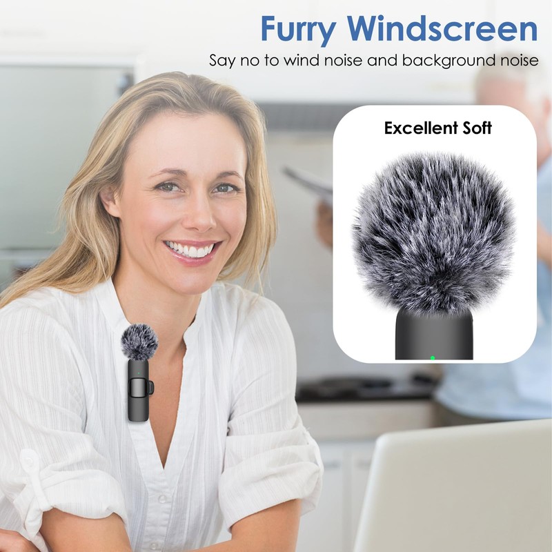 Mini Wireless Furry Windscreen & Foam Cover Set for Lavalier