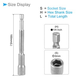 CoCud Driver Drill Bit, 1/4" Hex Shank 8mm Socket 4" Length, Chrome Vanadium Steel Quick-Change Non-Magnetic Nut Setter - (Applications: for Repair), 5-Pieces