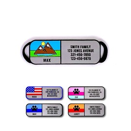 LYP Soundless Slide-On Collar Dog ID Tag - Designer Deep Engraved Silicone – Engraving Will Last - Pet ID Tags, Dog Tags, Cat Tags (Mountain, Medium)