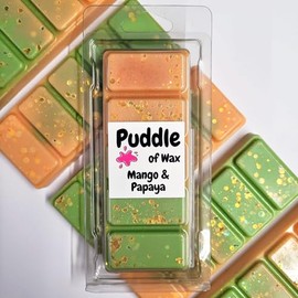 Puddle of Wax - Mango & Papaya Soy Wax Melt Snap Bar - 50g - Fruity Scent - Vegan Friendly - Made in the UK